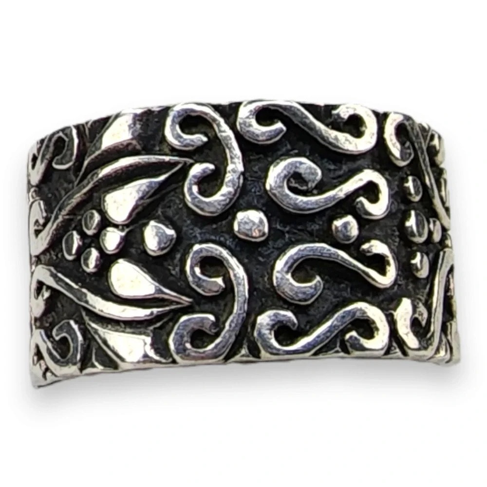 Unbranded Wide Band Ring Sterling Silver 925 Size 10.25 Silver Scroll Freeform